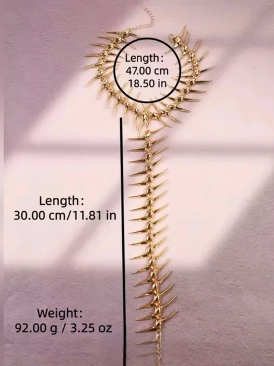 Gold Spine-Back Statement Necklace - Picture 3 of 4